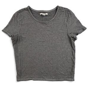 American Eagle Gingham Crop Top Womens S Black White Fitted Baby Tee Cottagecore